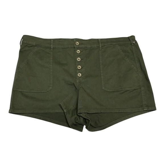 Torrid Womens Size 24 Green Button Fly Shorts Pockets High Rise Stretch New - Picture 1 of 7